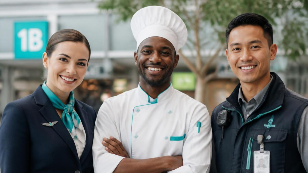 Uniformed professionals representing aviation hospitality and healthcare on National Uniform Day 2026